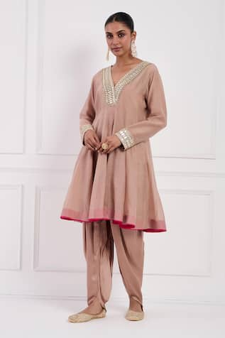 Neha Khullar Dabka Embroidered Anarkali & Dhoti Pant Set 