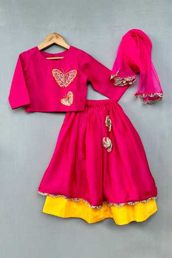 Label Neeti Butterfly Embroidered Blouse & Lehenga Set 