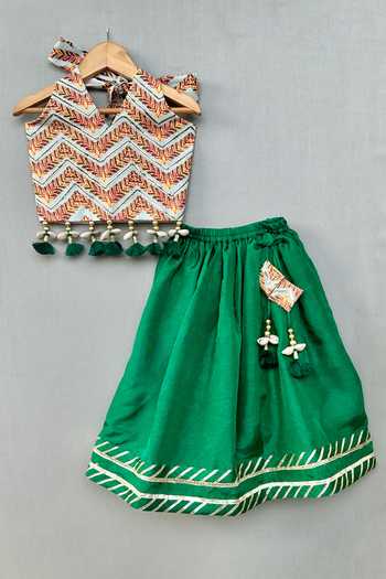 Label Neeti Chevron Embroidered Blouse & Lehenga Set 