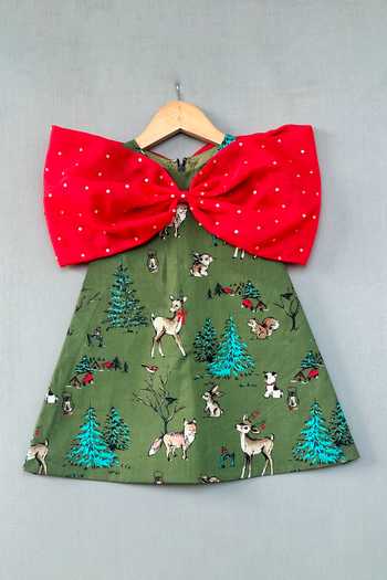 Label Neeti Woodland Print Dress With Sequin Bow 