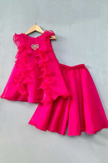 Label Neeti Heart Embroidered Ruffled Top & Palazzo Pant 