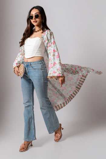 Maison Shefali Floral Print Hand Embroidered Jacket 