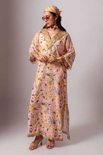Maison Shefali Floral Print Kaftan Dress 