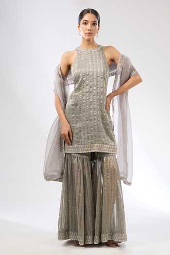 Priyal Prakash Zari Stripes Kurta Gharara Set 