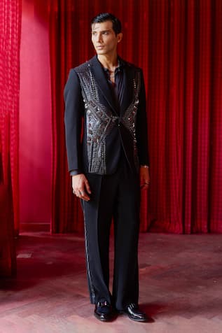 Asuka Metal Stud Embellished Tuxedo Set 