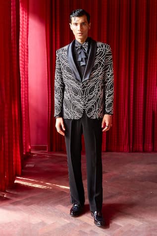 Asuka Cosmic Swirl Embroidered Tuxedo & Trouser Set 