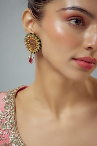 Kundan Polki Embellished Drop Earrings 