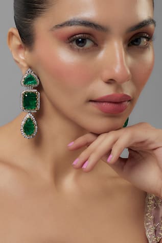 Crystal Embellished Geometric Earrings 