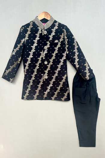 Label Neeti Floral Stripe Woven Sherwani Set 