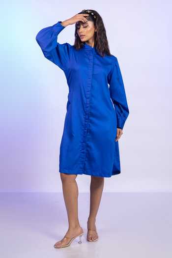 Vishwa By Pinki Sinha Blue Cotton Shirt Dress 