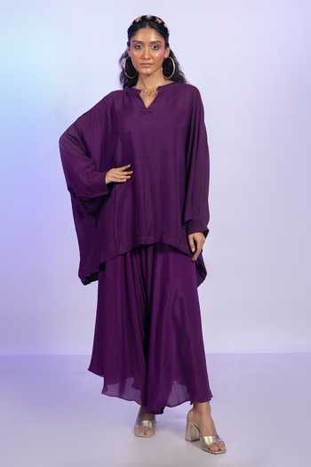 Vishwa By Pinki Sinha Asymmetric Kaftan Top & Draped Pant Set 