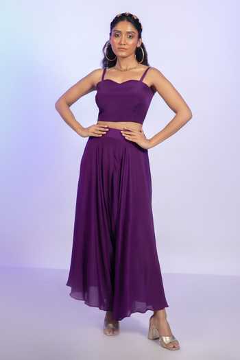 Vishwa By Pinki Sinha Solid Top & Draped Pant Set 