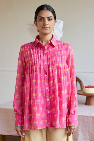 Juanita By Shubhda Balloon Sleeve Florette Print Shirt 