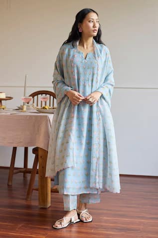 Juanita By Shubhda Chanderi Printed Kurta Set 