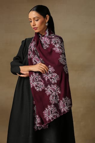 French Lace Hand Embellished Wine Stole 