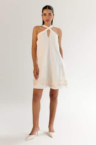 NOIB Halter Neck Floral Applique Dress 