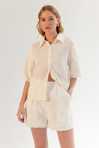 NOIB Schiffli Embroidered White Shirt 