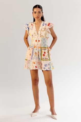 NOIB Multicolor Schiffli Embroidered Dress 