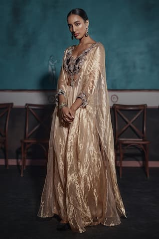 Ridhima Bhasin Gold Cutwork Embroidered Kurta & Palazzo Set 