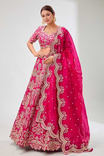 Azeera Fuchsia Embroidered Lehenga Set 