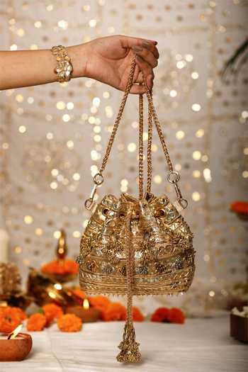 5elements Gold Gota Embellished Potli 