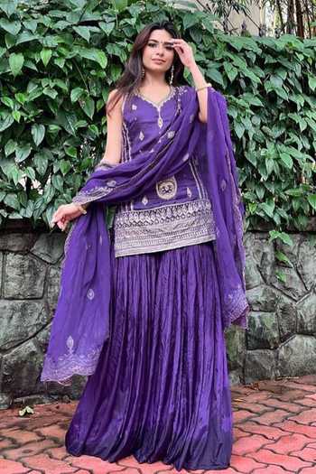 Saahiil Kapoor Zeba Aari Embroidered Kurta Gharara Set 