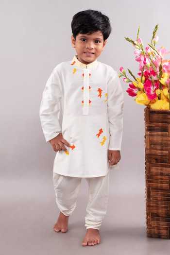 Little Brats Embroidered Fish Kurta Set 