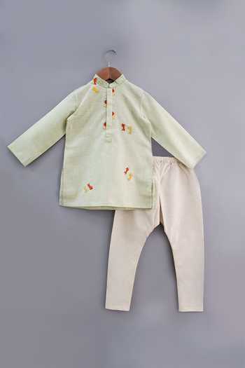 Little Brats Fish Motif Embroidered Kurta Set 