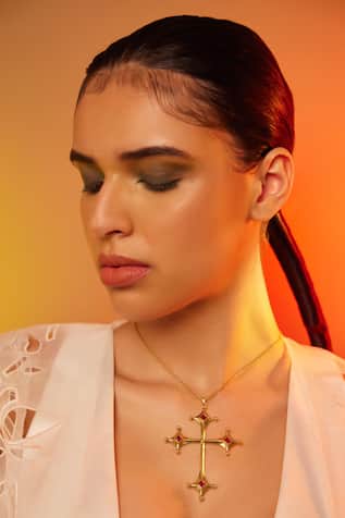 Gold Hope Cross Pendant Necklace 