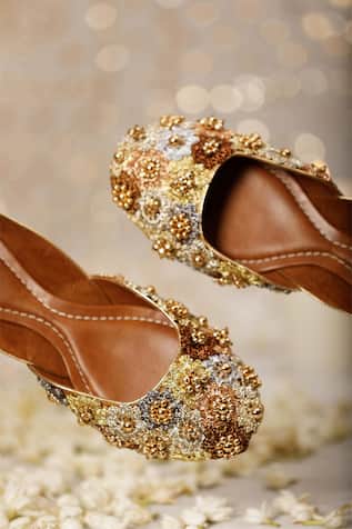 Gold Beaded & Zari Embroidered Juttis 