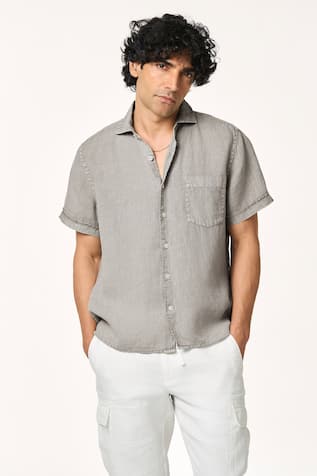 Terra Luna Grey Collared Linen Shirt 