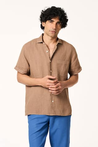 Terra Luna Linen Collared Half Sleeve Shirt 