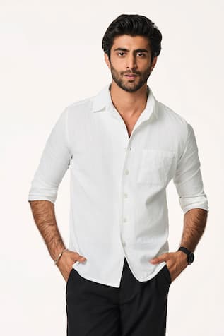 Terra Luna White Solid Cotton Shirt 