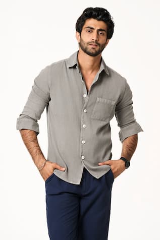 Terra Luna Grey Collared Cotton Shirt 