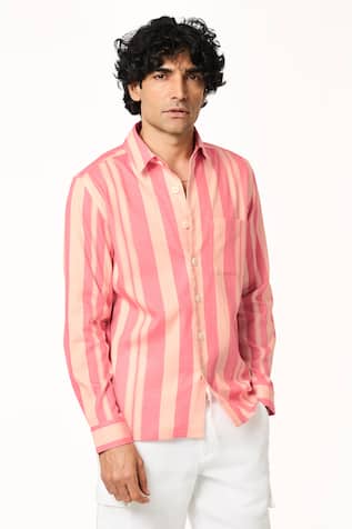 Terra Luna Pink Tonal Stripe Cotton Shirt 