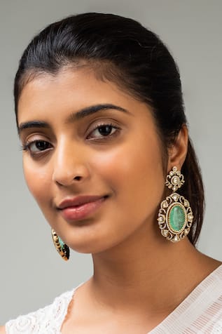 Antique Gold Plated Flower Earrings 