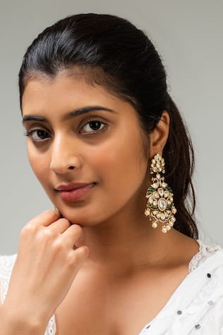 Antique Gold Plated Peacock Drop Earrings 