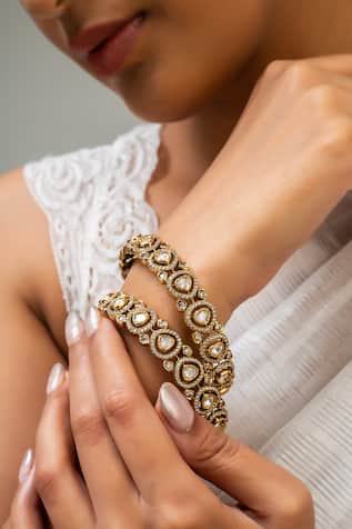 Antique Gold Triangle Cutwork Bangle 