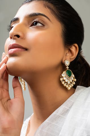 Antique Gold Plated Tear Drop Earrings 