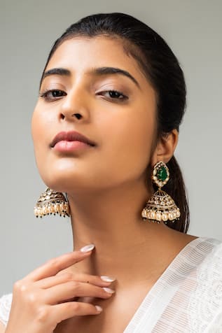 Antique Gold Geometric Jhumkas 