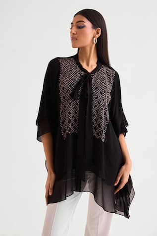 Namrata Joshipura Black Bead Embellished Layered Tunic 