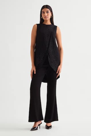 Namrata Joshipura Black Embellished High-Low Top & Flared Pant 