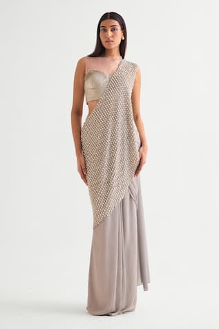 Namrata Joshipura Embellished Pallu Pre-Draped Saree & Blouse Set 