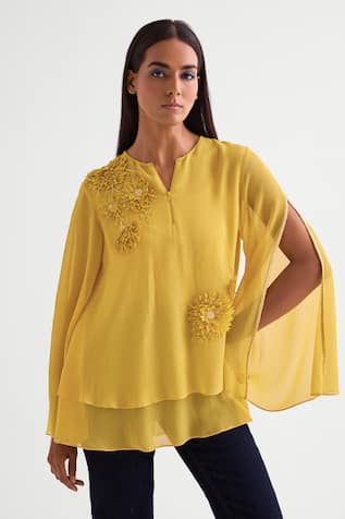 Namrata Joshipura 3D Floral Applique Layered Top 