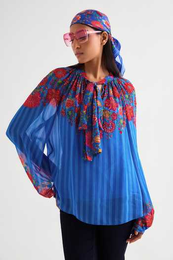 Namrata Joshipura Floral Sequined Tie-Up Boho Top 