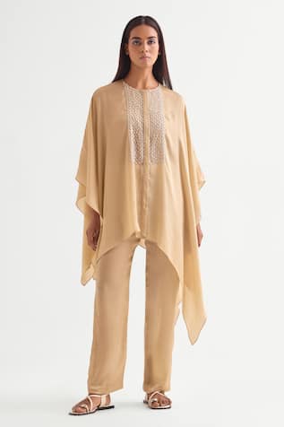 Namrata Joshipura Beige Bead Embroidered Kaftan With Pant 