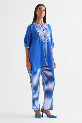 Namrata Joshipura Floral Bead Embroidered Asymmetric Tunic Set 