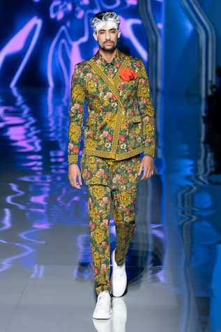 MR. Ajay Kumar Multicolor Flower Bunch Print Blazer 