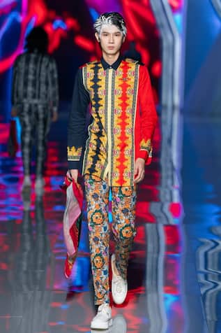 MR. Ajay Kumar Multicolor Geometric Print Shirt Kurta 