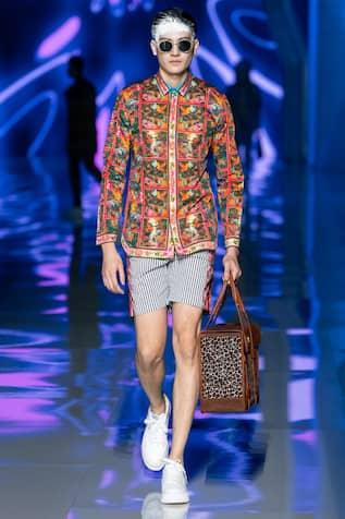 Mr. Ajay Kumar Floral Stripe Print Shorts 